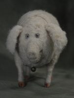 white needle felted pig